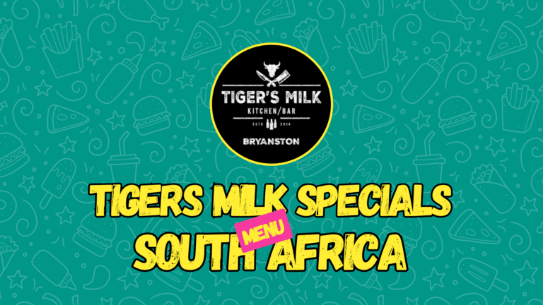 Tiger’s Milk Menu & Specials